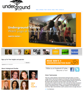 Underground Studios yoga video page
